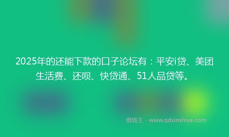 2025年的还能下款的口子论坛有：平安i贷、美团生活费、还呗、快贷通、51人品贷等。