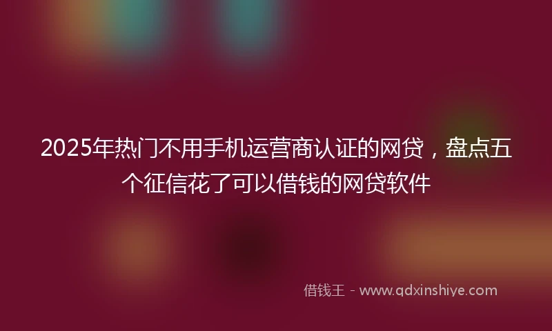2025年热门不用手机运营商认证的网贷，盘点五个征信花了可以借钱的网贷软件