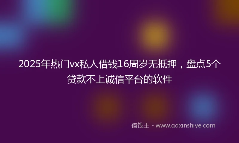 2025年热门vx私人借钱16周岁无抵押,盘点5个贷款不上诚信平台的软件
