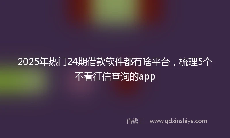 2025年热门24期借款软件都有啥平台，梳理5个不看征信查询的app