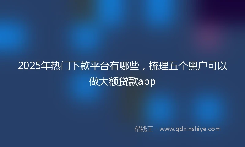 2025年热门下款平台有哪些，梳理五个黑户可以做大额贷款app