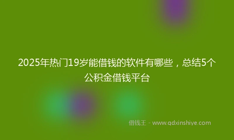 2025年热门19岁能借钱的软件有哪些，总结5个公积金借钱平台