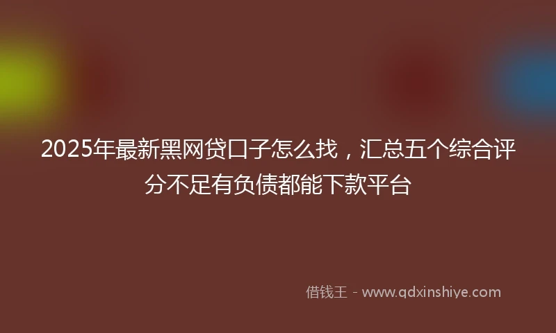 2025年最新黑网贷口子怎么找，汇总五个综合评分不足有负债都能下款平台