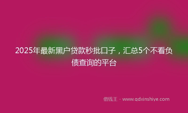 2025年最新黑户贷款秒批口子,汇总5个不看负债查询的平台