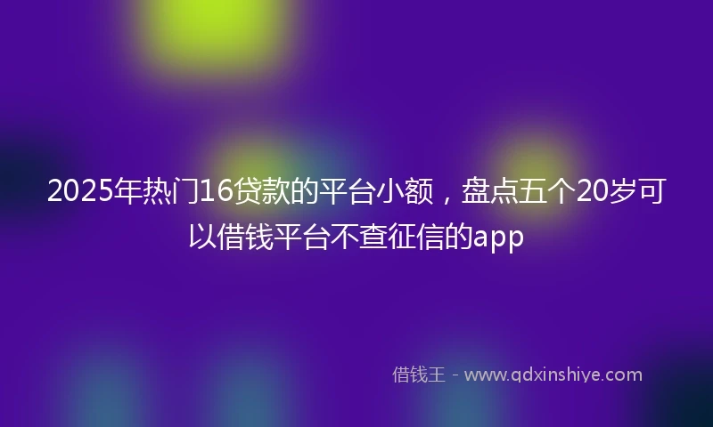 2025年热门16贷款的平台小额，盘点五个20岁可以借钱平台不查征信的app