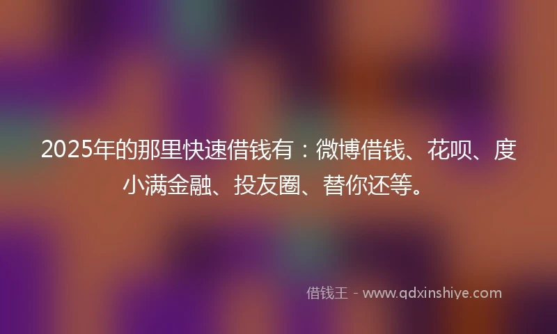 2025年的那里快速借钱有：微博借钱、花呗、度小满金融、投友圈、替你还等。