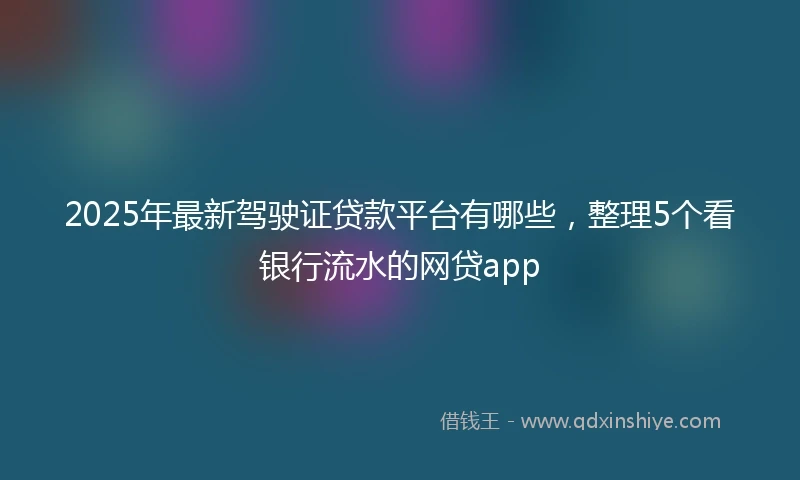 2025年最新驾驶证贷款平台有哪些，整理5个看银行流水的网贷app