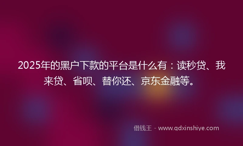 2025年的黑户下款的平台是什么有：读秒贷、我来贷、省呗、替你还、京东金融等。