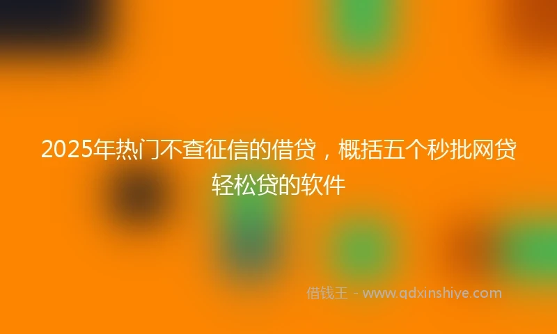 2025年热门不查征信的借贷，概括五个秒批网贷轻松贷的软件