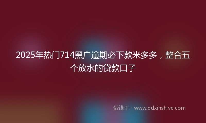 2025年热门714黑户逾期必下款米多多，整合五个放水的贷款口子