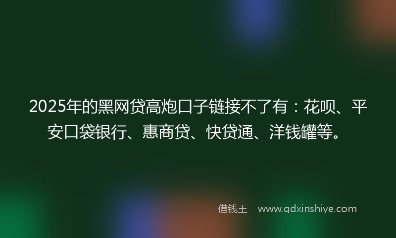 2025年的黑网贷高炮口子链接不了有：花呗、平安口袋银行、惠商贷、快贷通、洋钱罐等。