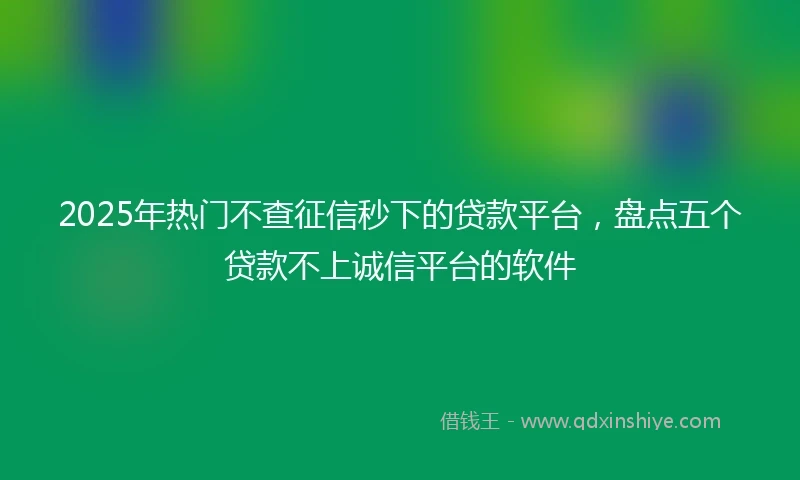 2025年热门不查征信秒下的贷款平台，盘点五个贷款不上诚信平台的软件