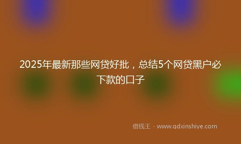 2025年最新那些网贷好批，总结5个网贷黑户必下款的口子