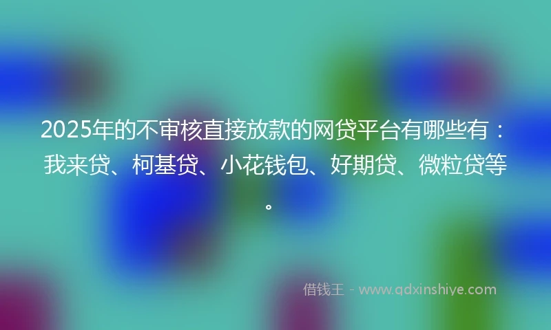 2025年的不审核直接放款的网贷平台有哪些有：我来贷、柯基贷、小花钱包、好期贷、微粒贷等。