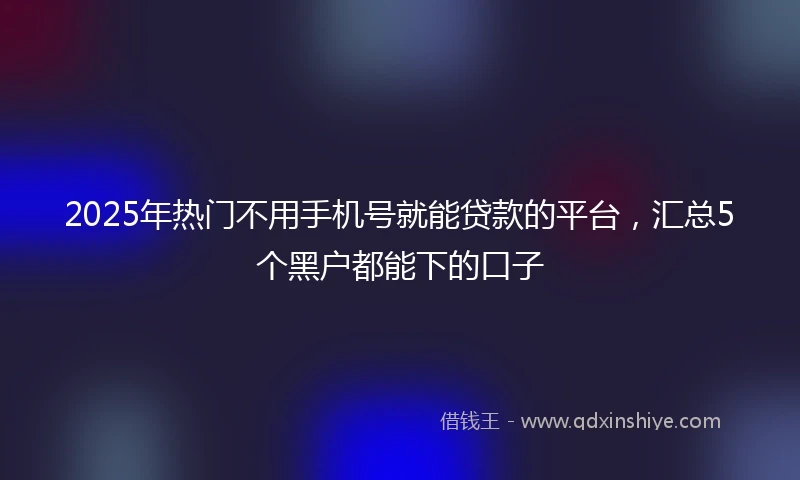 2025年热门不用手机号就能贷款的平台，汇总5个黑户都能下的口子