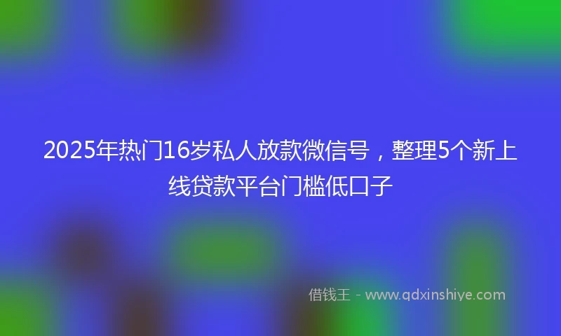 2025年热门16岁私人放款微信号，整理5个新上线贷款平台门槛低口子