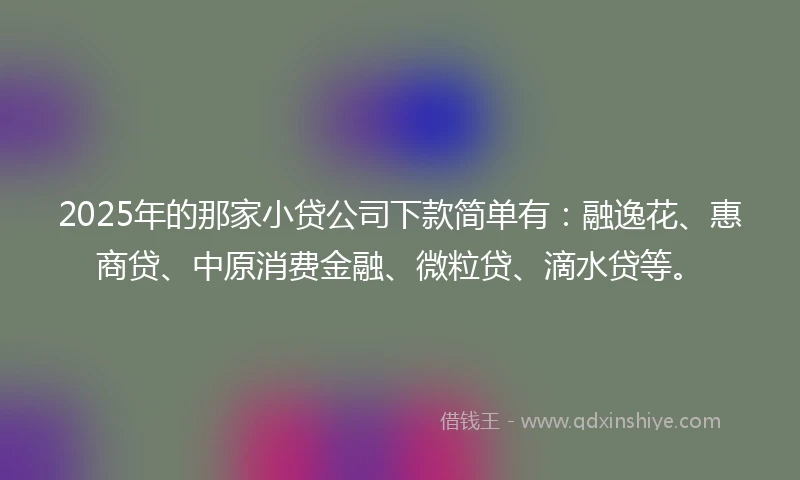 2025年的那家小贷公司下款简单有：融逸花、惠商贷、中原消费金融、微粒贷、滴水贷等。