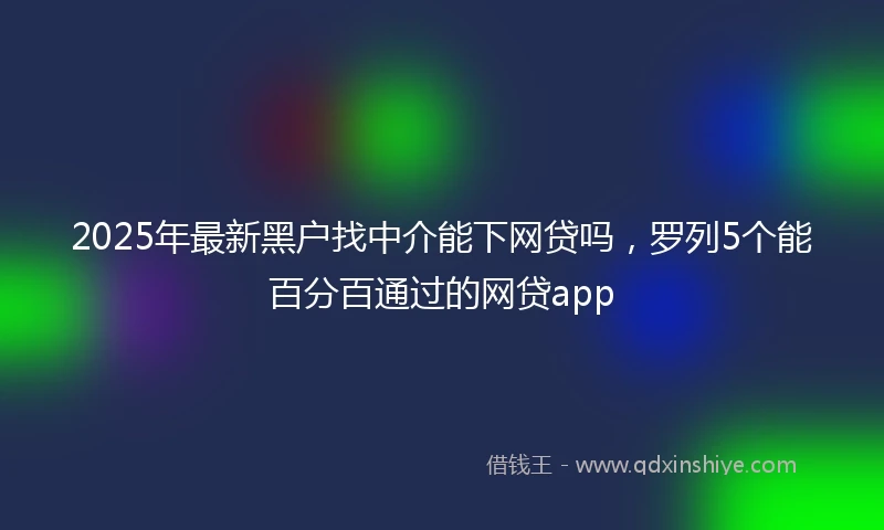2025年最新黑户找中介能下网贷吗，罗列5个能百分百通过的网贷app