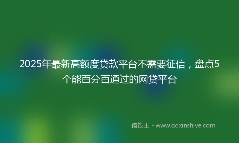 2025年最新高额度贷款平台不需要征信，盘点5个能百分百通过的网贷平台
