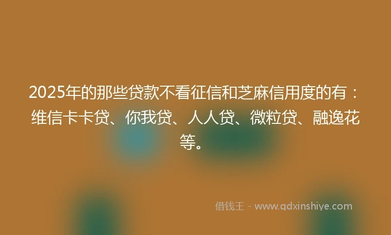 2025年的那些贷款不看征信和芝麻信用度的有：维信卡卡贷、你我贷、人人贷、微粒贷、融逸花等。