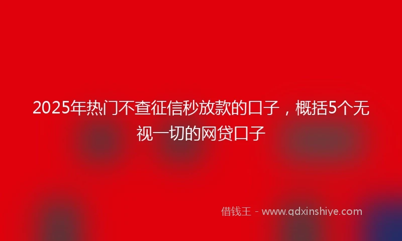 2025年热门不查征信秒放款的口子，概括5个无视一切的网贷口子