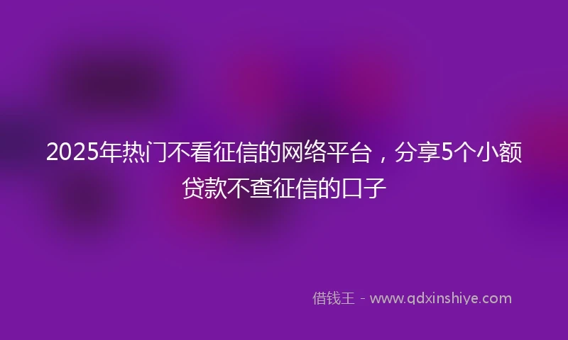 2025年热门不看征信的网络平台,分享5个小额贷款不查征信的口子