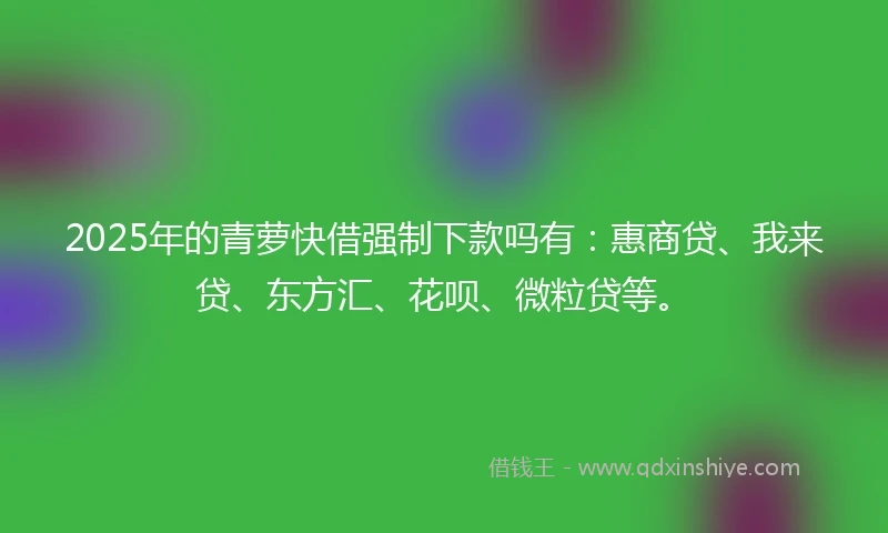 2025年的青萝快借强制下款吗有：惠商贷、我来贷、东方汇、花呗、微粒贷等。