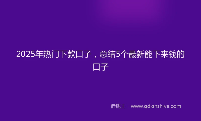 2025年热门下款口子，总结5个最新能下来钱的口子