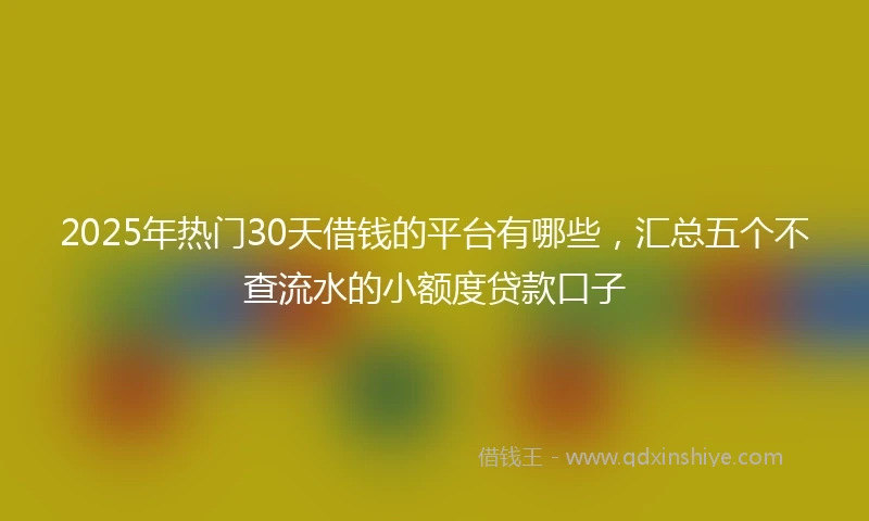 2025年热门30天借钱的平台有哪些，汇总五个不查流水的小额度贷款口子