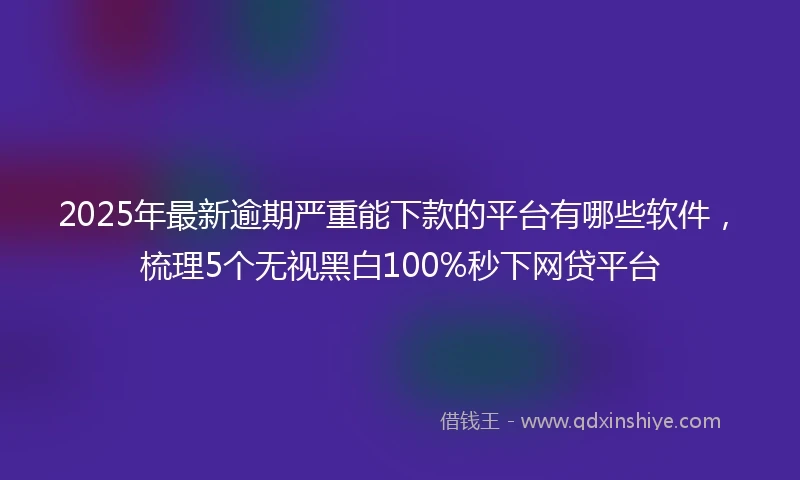 2025年最新逾期严重能下款的平台有哪些软件，梳理5个无视黑白100%秒下网贷平台