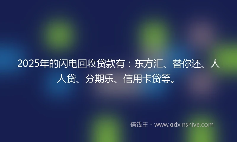 2025年的闪电回收贷款有：东方汇、替你还、人人贷、分期乐、信用卡贷等。