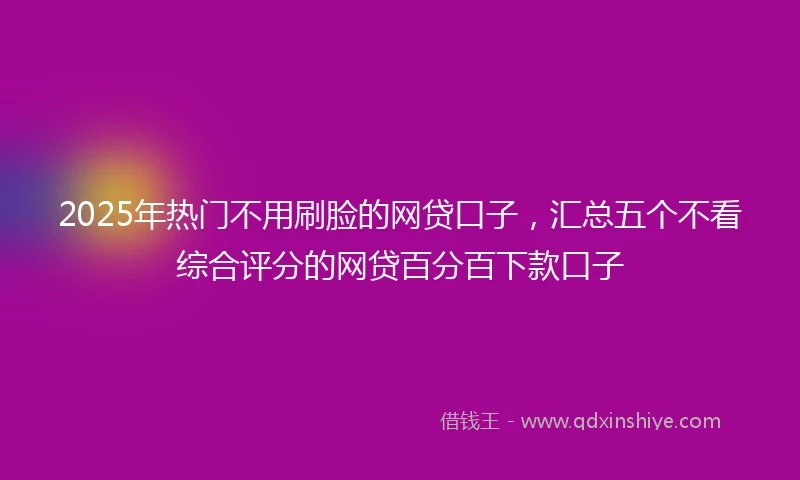 2025年热门不用刷脸的网贷口子，汇总五个不看综合评分的网贷百分百下款口子