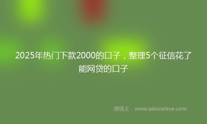 2025年热门下款2000的口子，整理5个征信花了能网贷的口子