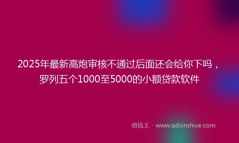 2025年最新高炮审核不通过后面还会给你下吗，罗列五个1000至5000的小额贷款软件