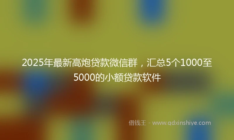 2025年最新高炮贷款微信群，汇总5个1000至5000的小额贷款软件