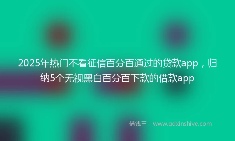 2025年热门不看征信百分百通过的贷款app,归纳5个无视黑白百分百下款的借款app