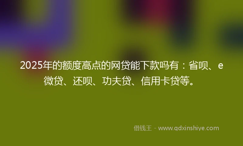 2025年的额度高点的网贷能下款吗有：省呗、e微贷、还呗、功夫贷、信用卡贷等。