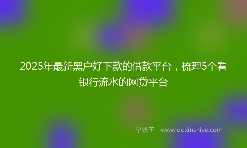 2025年最新黑户好下款的借款平台，梳理5个看银行流水的网贷平台