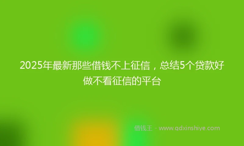 2025年最新那些借钱不上征信，总结5个贷款好做不看征信的平台