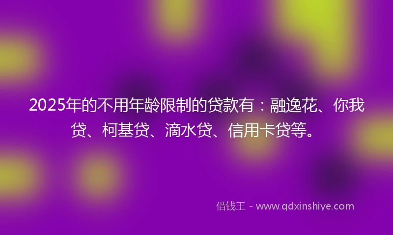 2025年的不用年龄限制的贷款有：融逸花、你我贷、柯基贷、滴水贷、信用卡贷等。