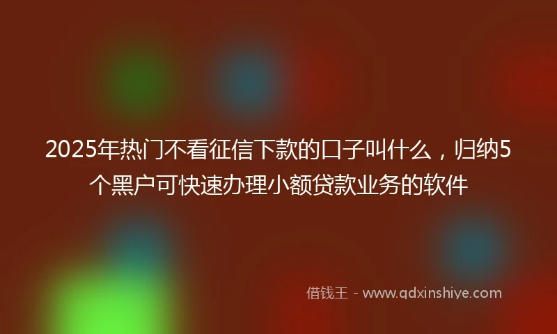 2025年热门不看征信下款的口子叫什么,归纳5个黑户可快速办理小额贷款业务的软件