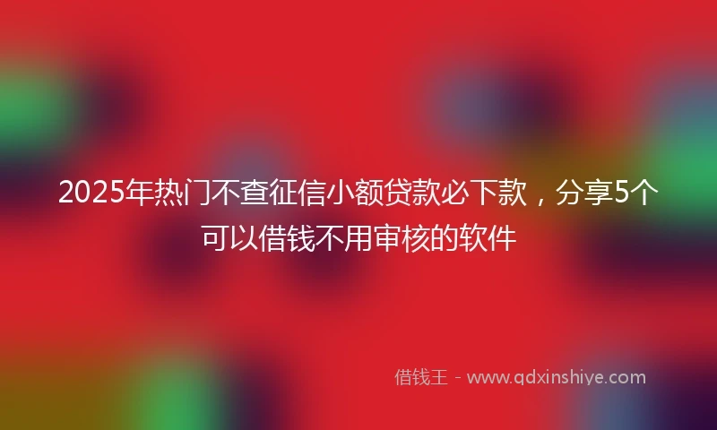 2025年热门不查征信小额贷款必下款，分享5个可以借钱不用审核的软件