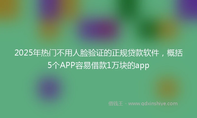 2025年热门不用人脸验证的正规贷款软件，概括5个APP容易借款1万块的app