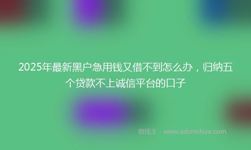 2025年最新黑户急用钱又借不到怎么办，归纳五个贷款不上诚信平台的口子