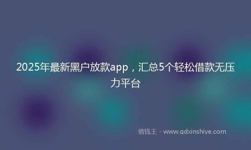 2025年最新黑户放款app,汇总5个轻松借款无压力平台
