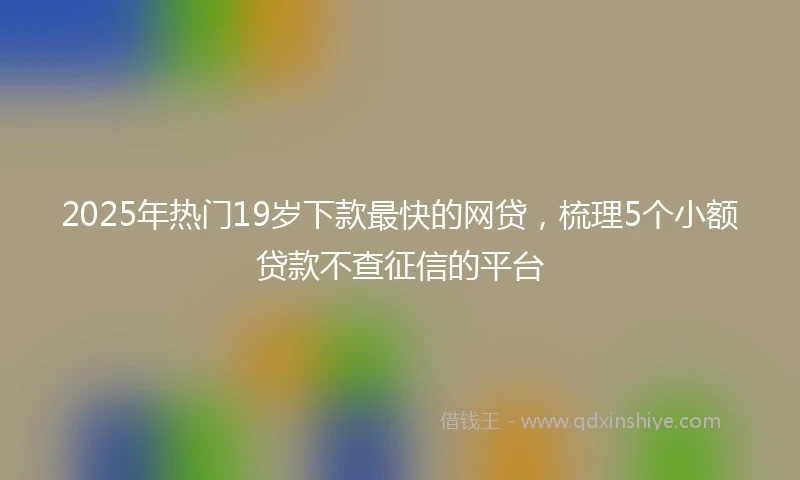 2025年热门19岁下款最快的网贷，梳理5个小额贷款不查征信的平台