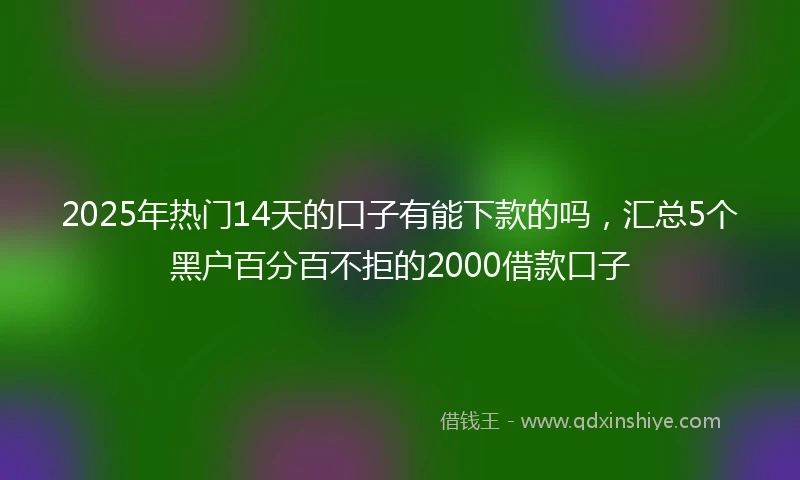 2025年热门14天的口子有能下款的吗，汇总5个黑户百分百不拒的2000借款口子