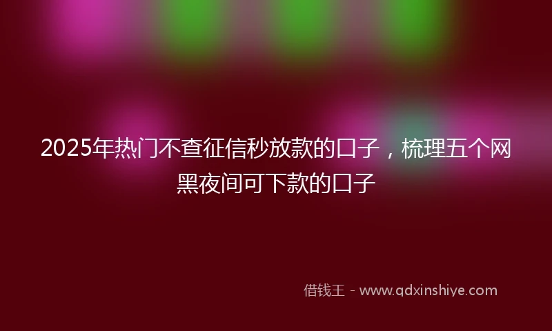2025年热门不查征信秒放款的口子，梳理五个网黑夜间可下款的口子