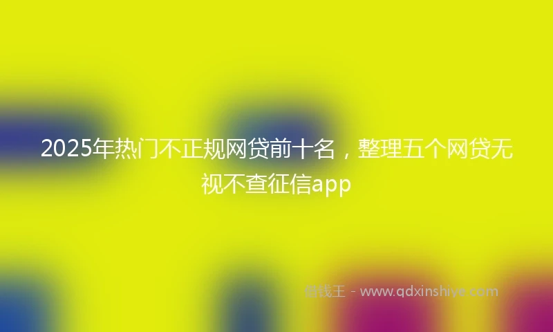 2025年热门不正规网贷前十名,整理五个网贷无视不查征信app