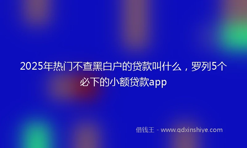 2025年热门不查黑白户的贷款叫什么，罗列5个必下的小额贷款app